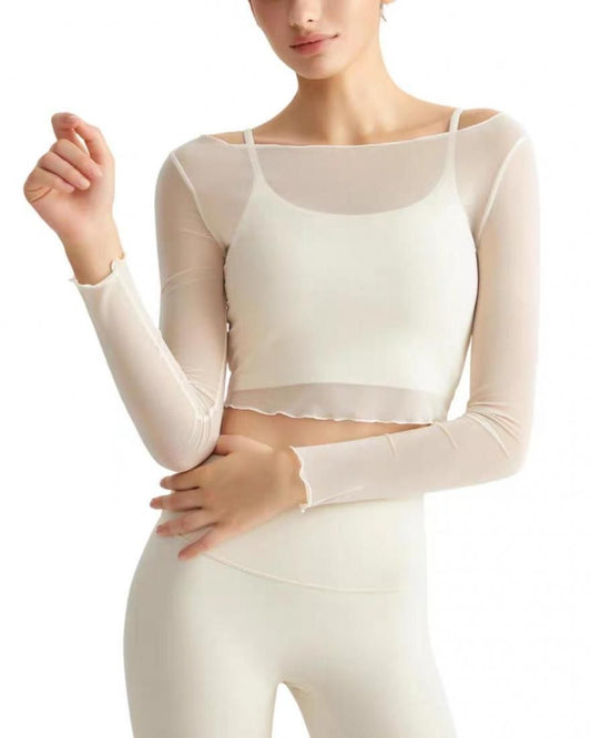 Mesh cropped tops set