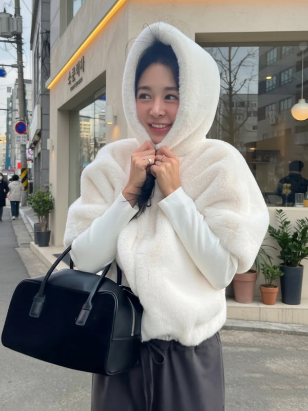Eco fur hoodie jacket