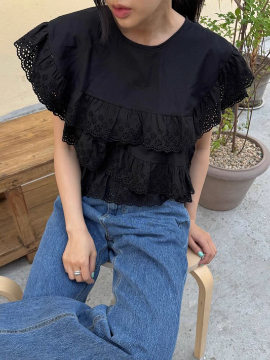 Ribbon Back Lace Blouse