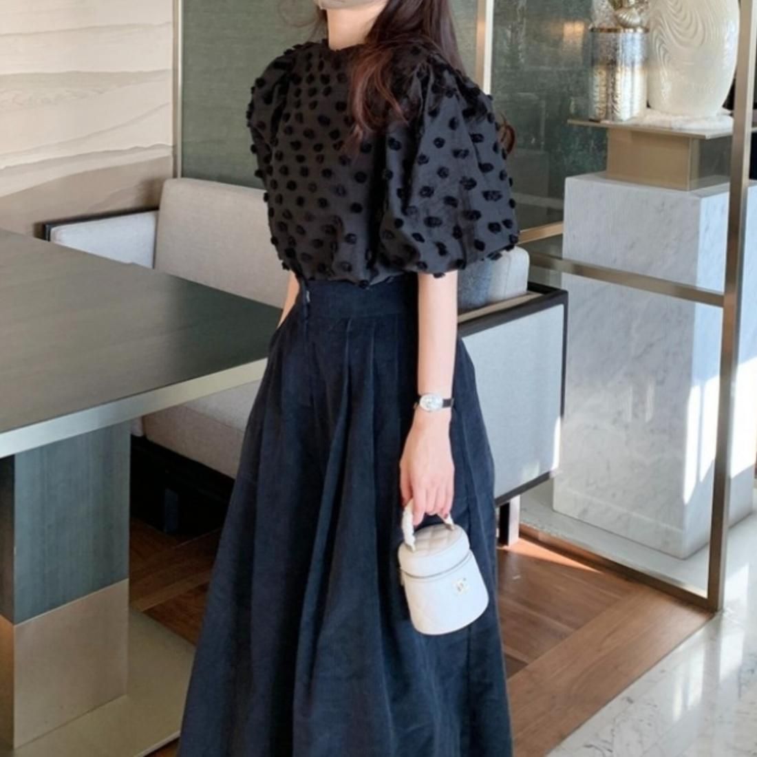 即納【SALE】Dot macy tops