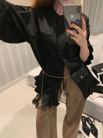 Frill tunic shirts