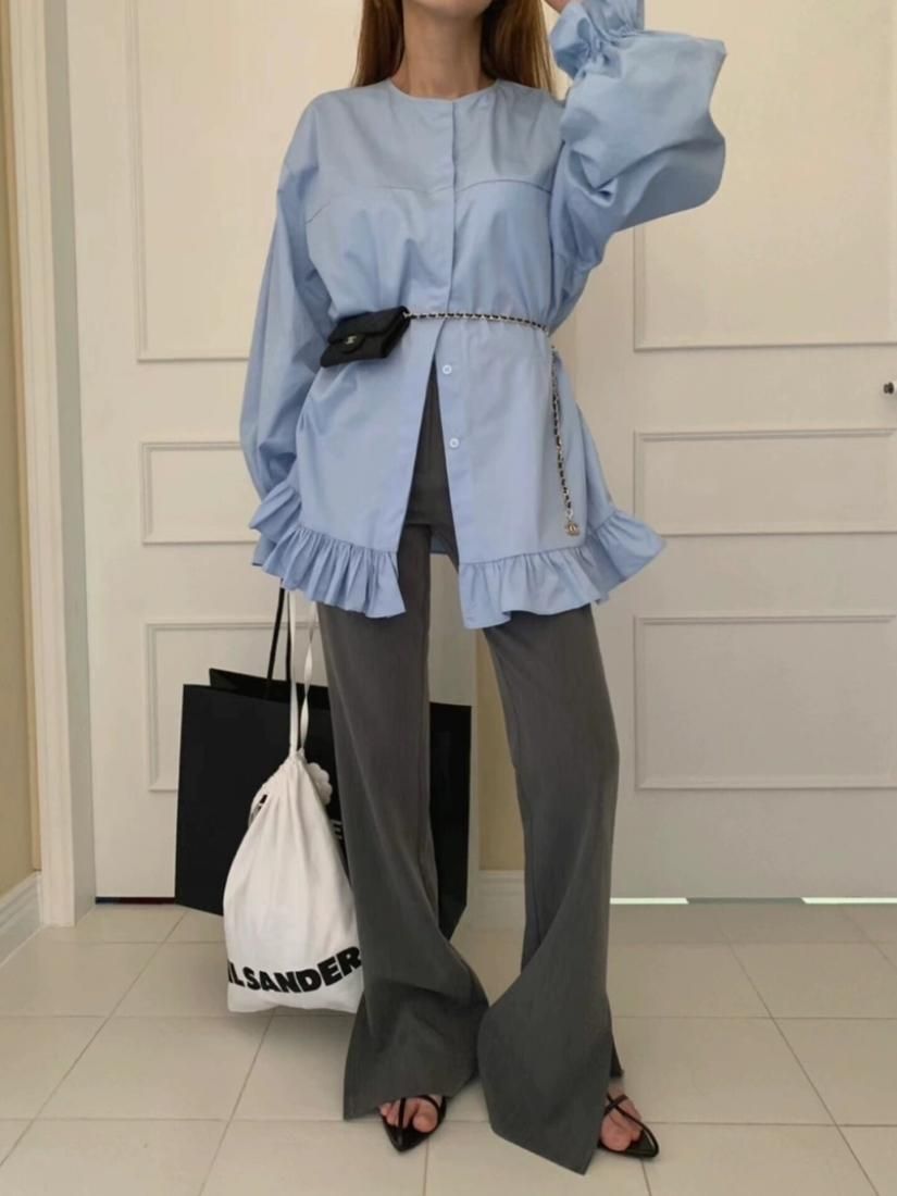Frill tunic shirts