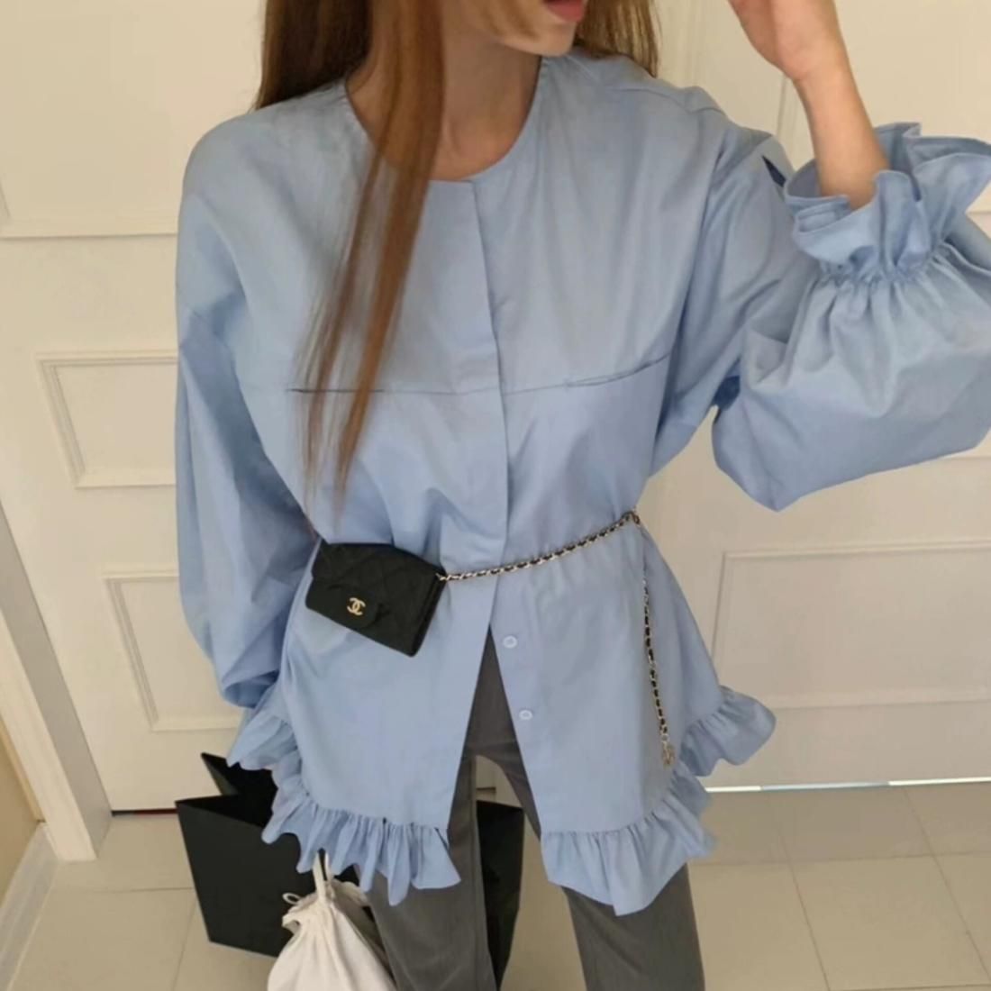 Frill tunic shirts