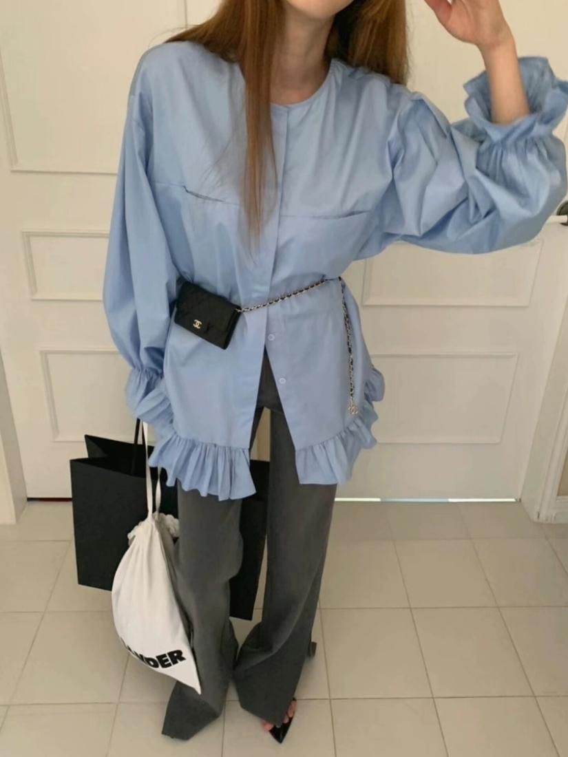 Frill tunic shirts