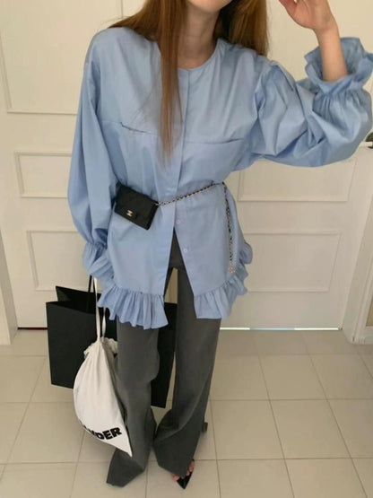Frill tunic shirts