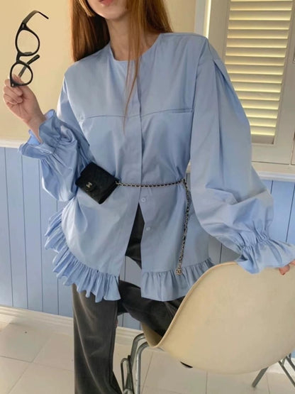 Frill tunic shirts
