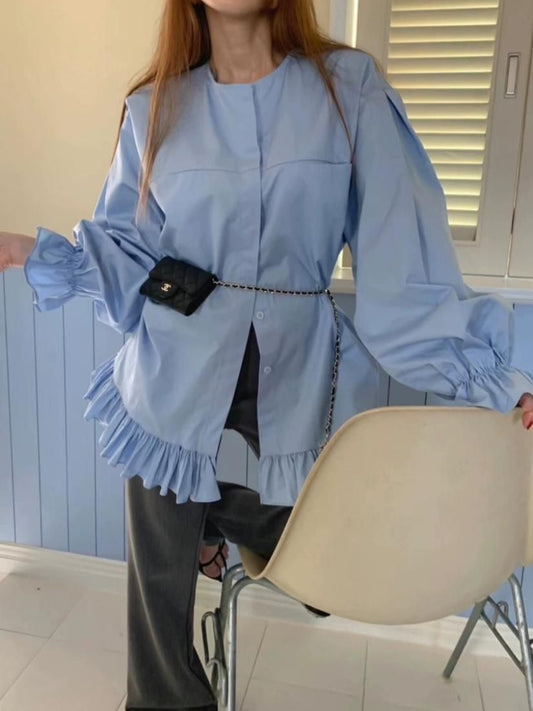 Frill tunic shirts
