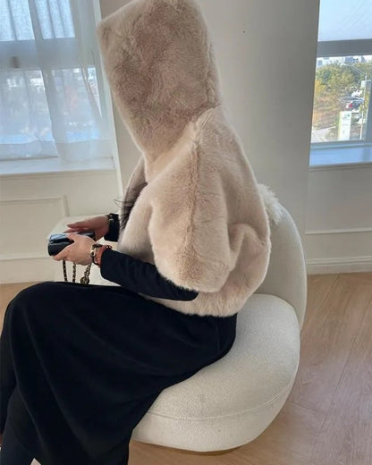 Eco fur hoodie jacket