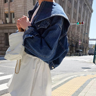 Collar denim jacket
