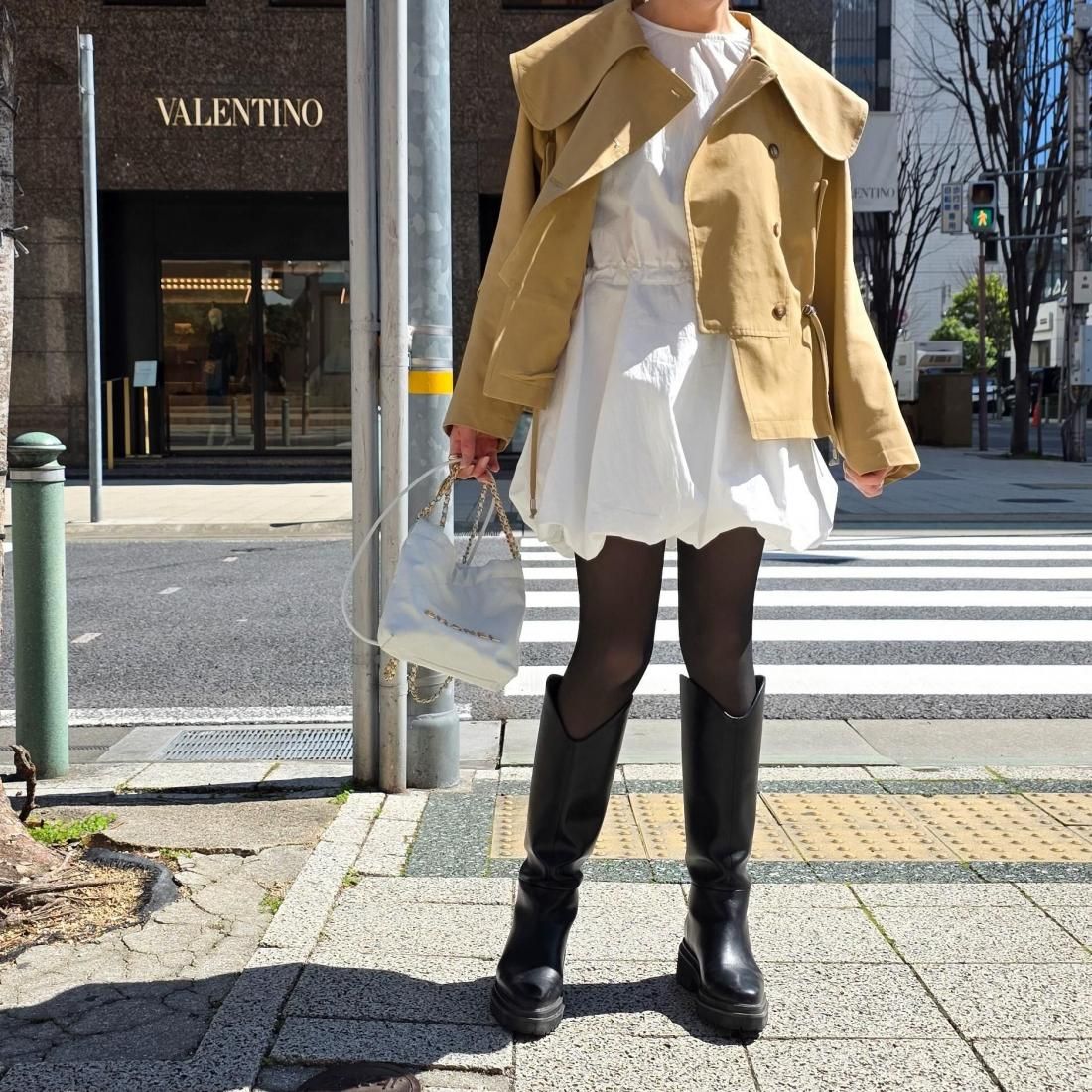ワンピースにもバランスが良く着られます