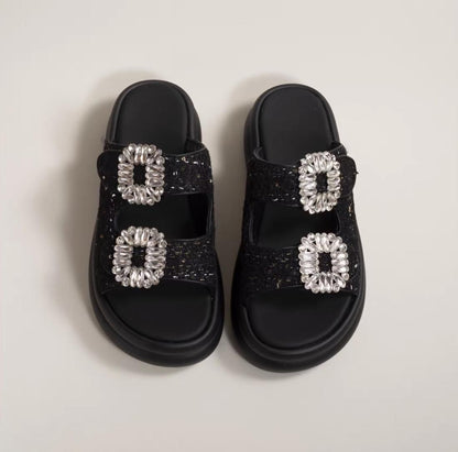 Tweed bijoux sandals