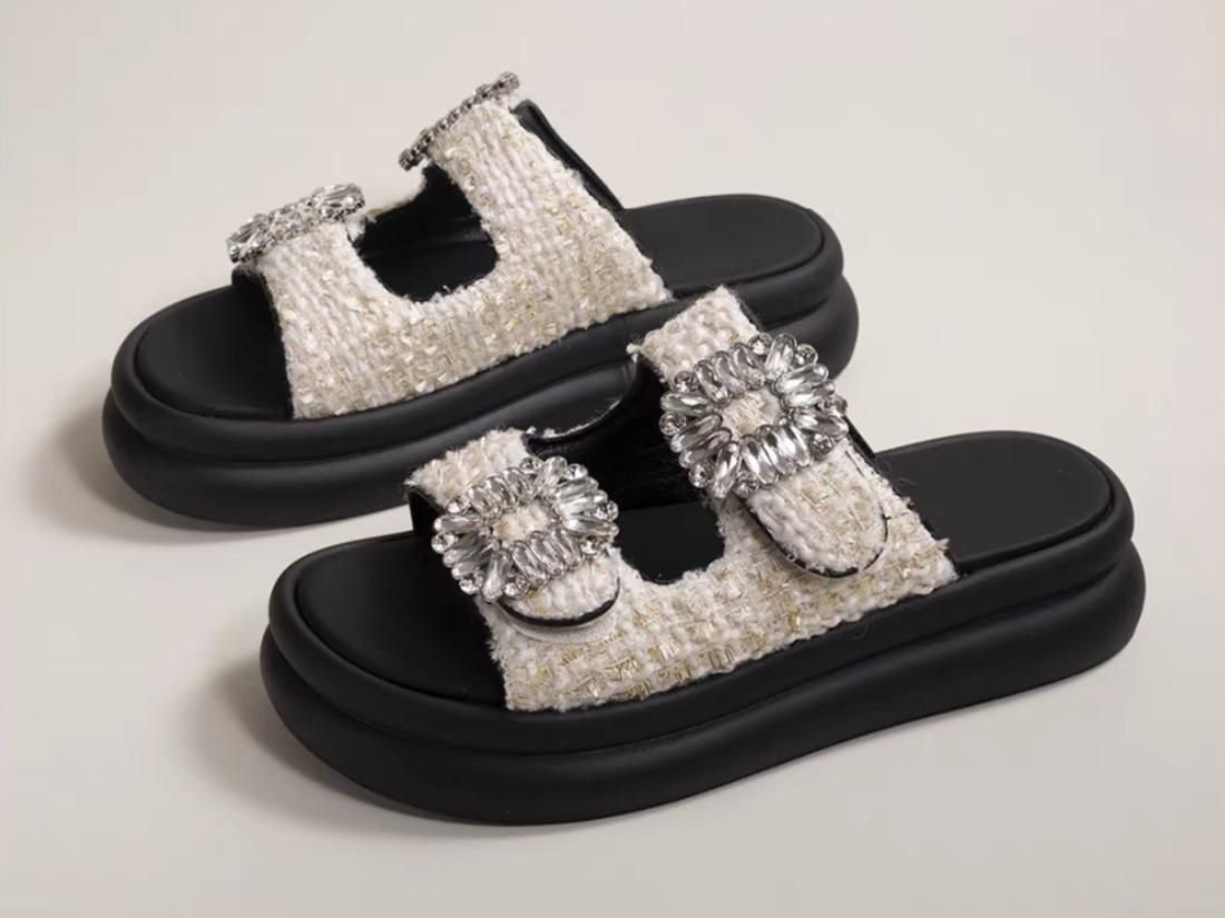 Tweed bijoux sandals