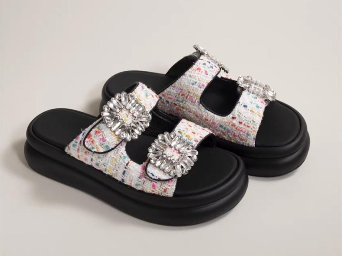 Tweed bijoux sandals