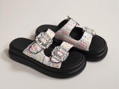 Tweed bijoux sandals