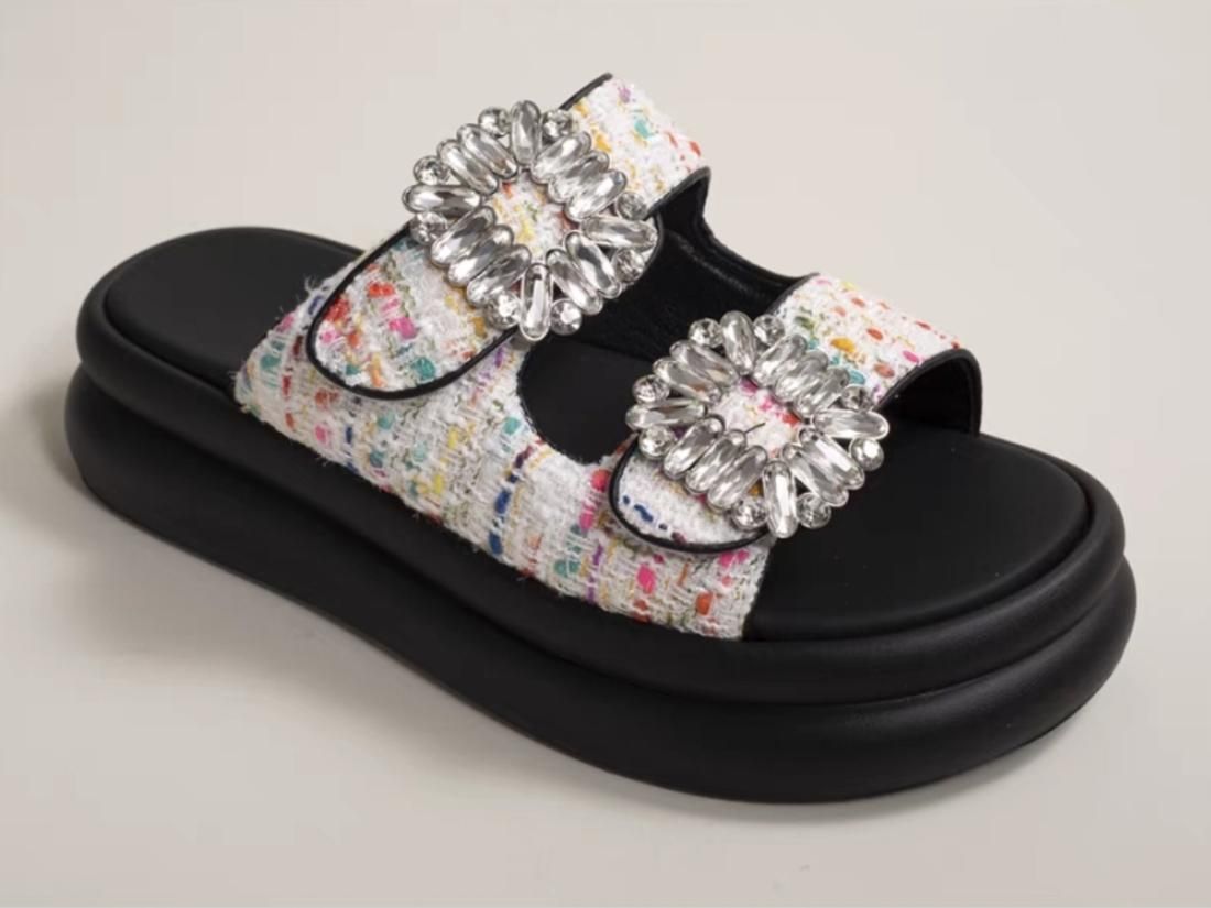 Tweed bijoux sandals