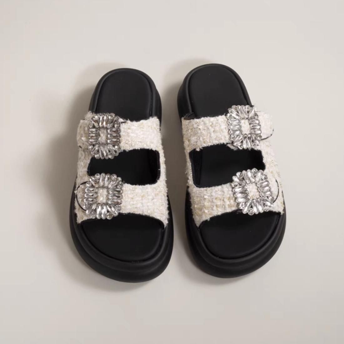 Tweed bijoux sandals