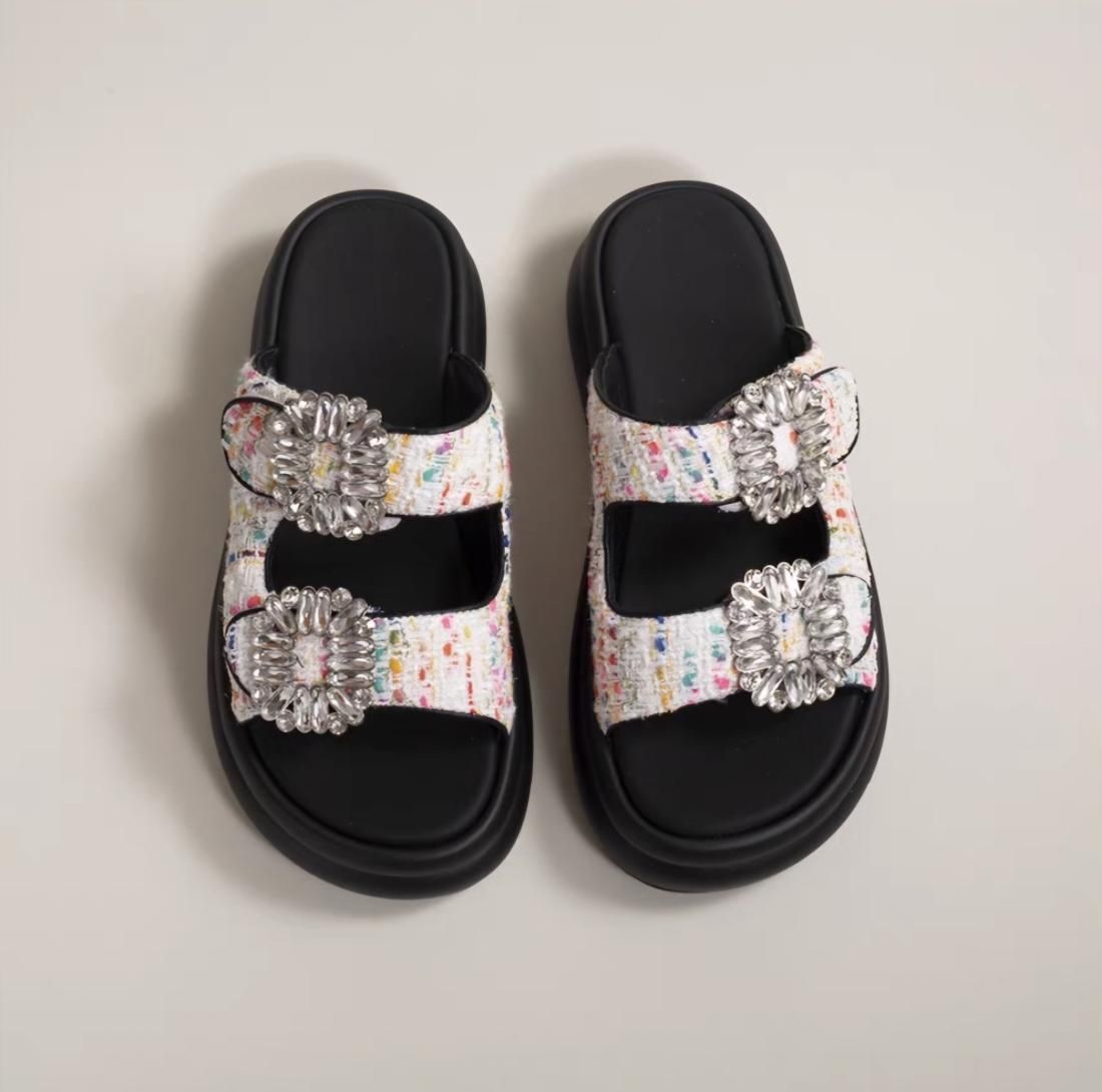 Tweed bijoux sandals