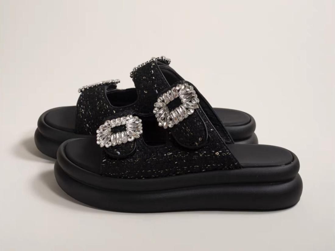 Tweed bijoux sandals