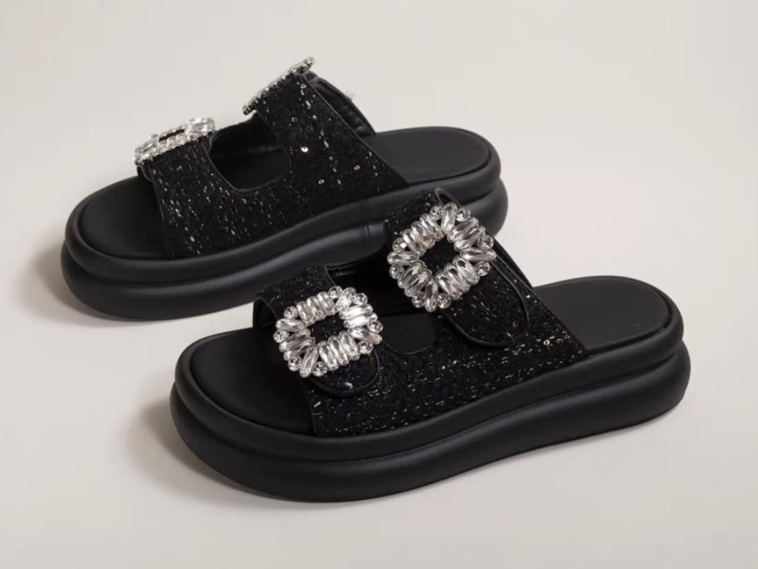 Tweed bijoux sandals