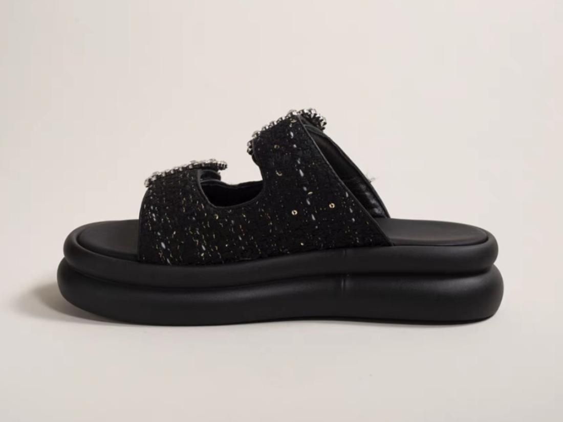 Tweed bijoux sandals