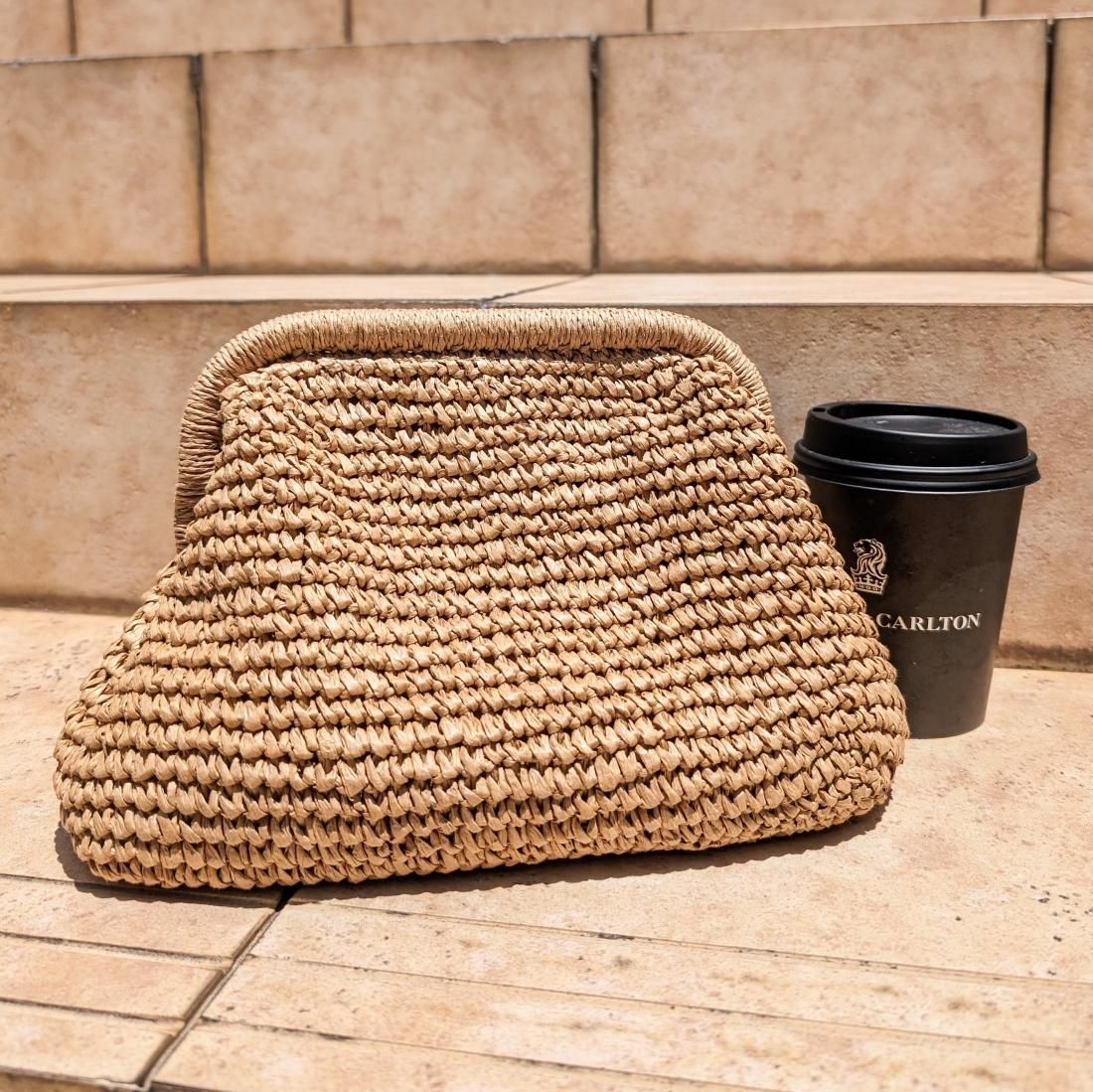Straw clutch bag