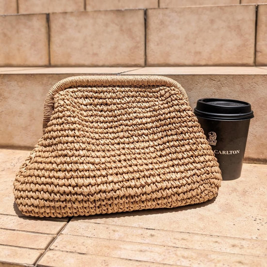 Straw clutch bag