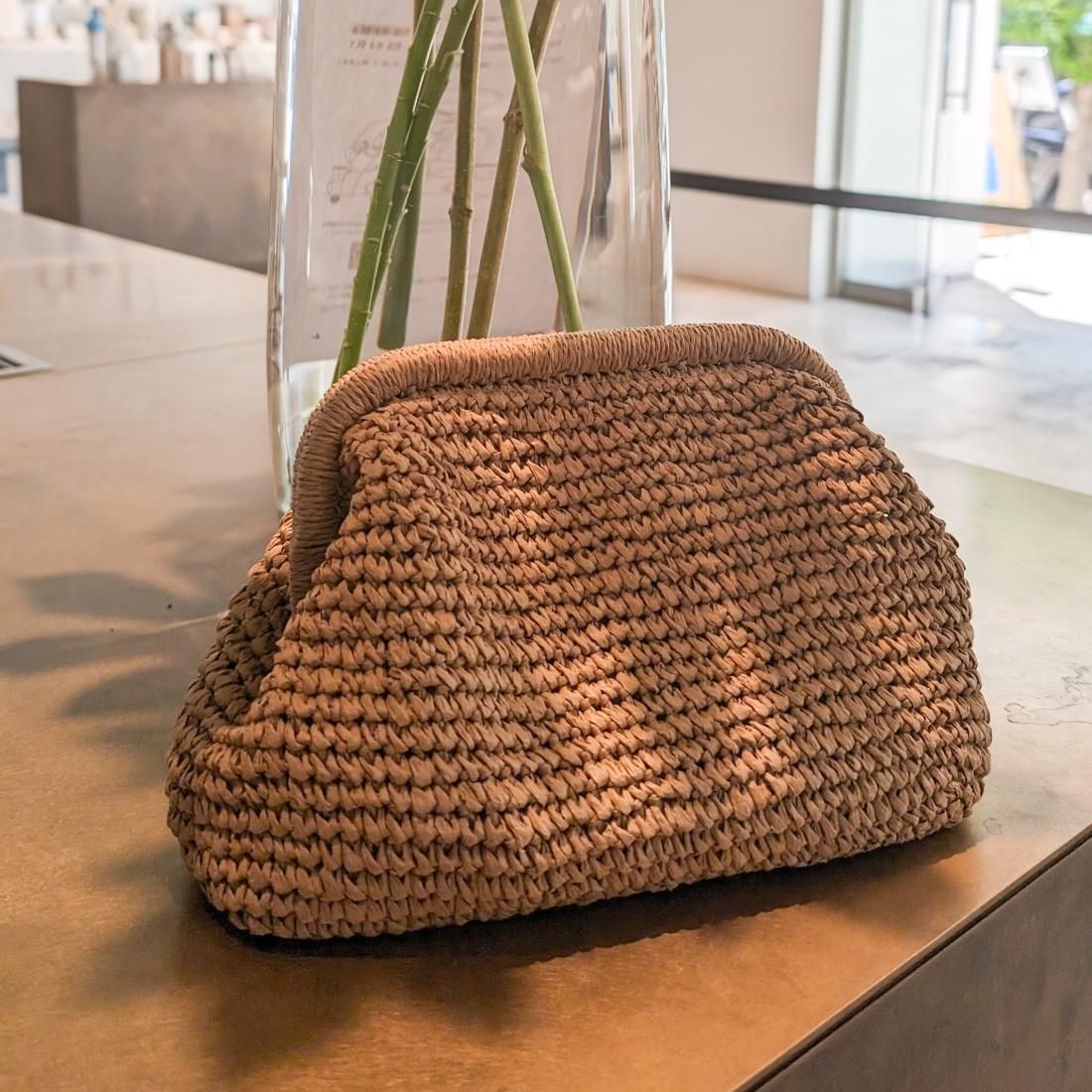 Straw clutch bag