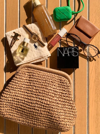 Straw clutch bag