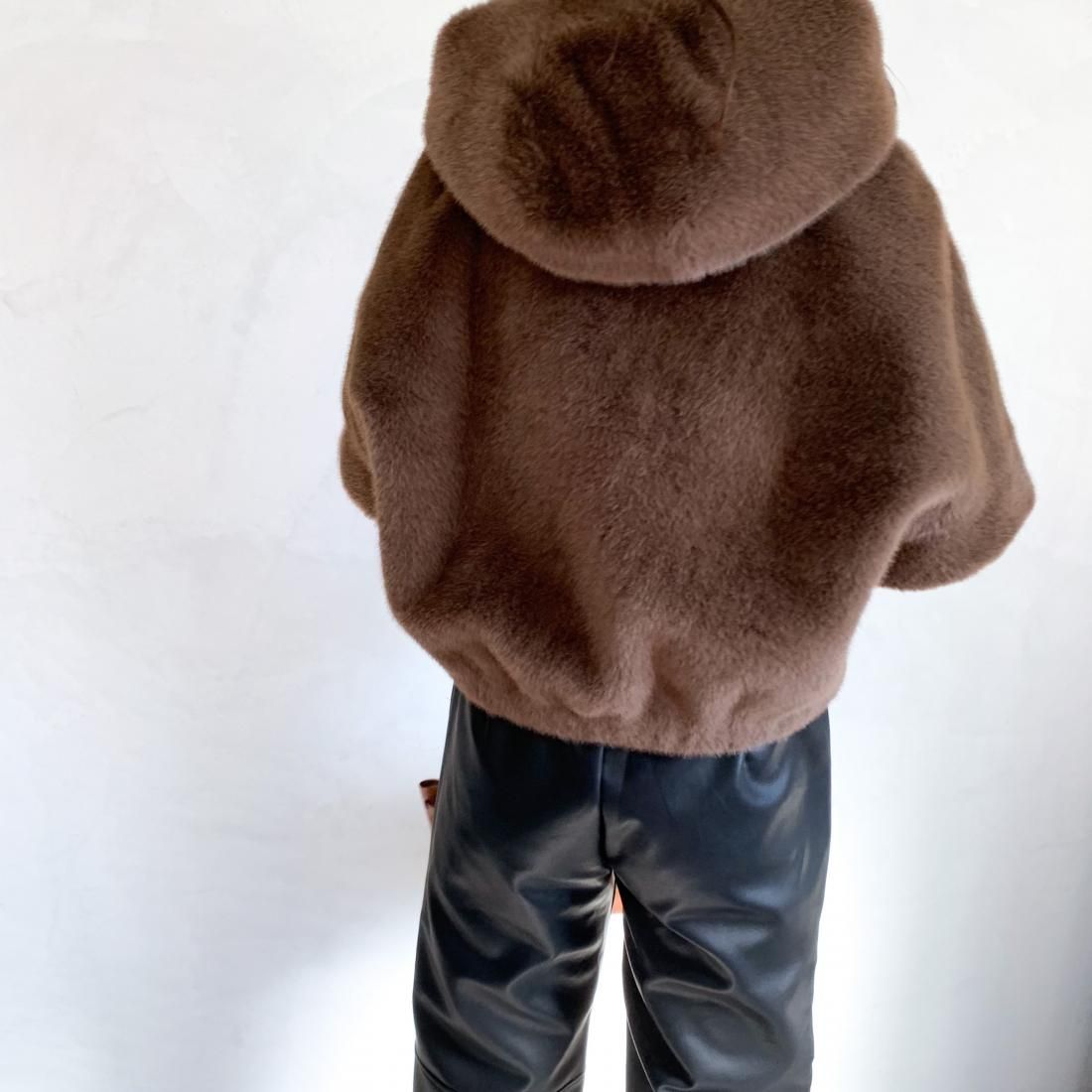 Eco fur hoodie jacket