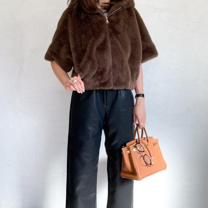 Eco fur hoodie jacket