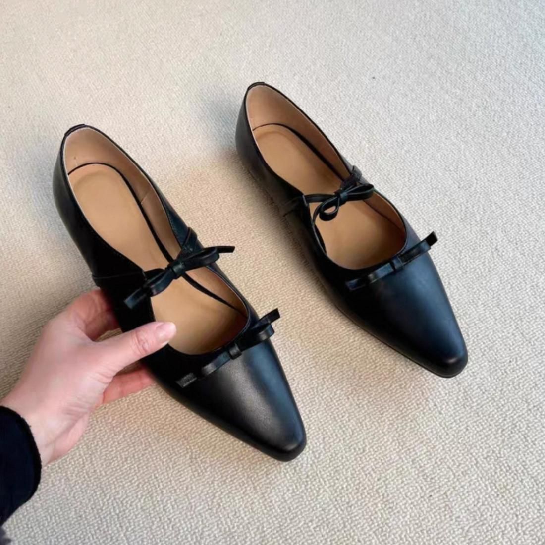 Mat bow flat shoes