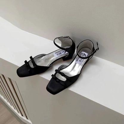 即納【40%OFF】Bow ankle strap shoes / Black 24.5cm
