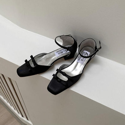 即納【40%OFF】Bow ankle strap shoes / Black 24.5cm