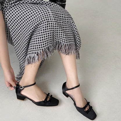 即納【40%OFF】Bow ankle strap shoes / Black 24.5cm
