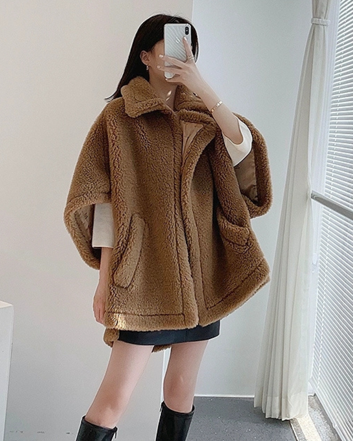 Alpaca wool mix poncho