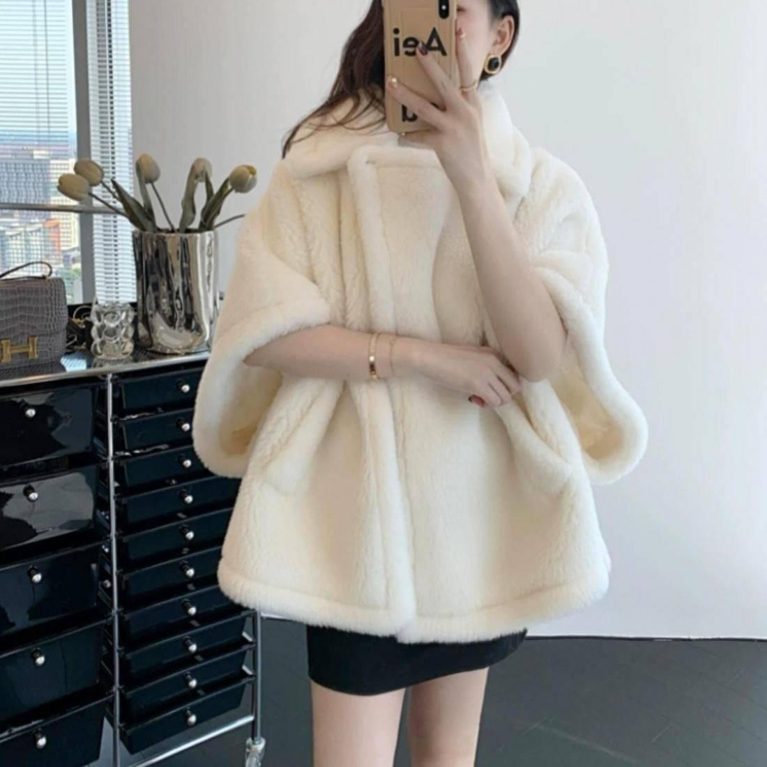 Alpaca wool mix poncho