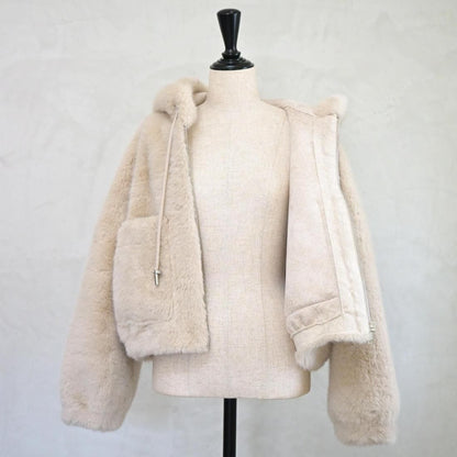 Hoodie fur short coat