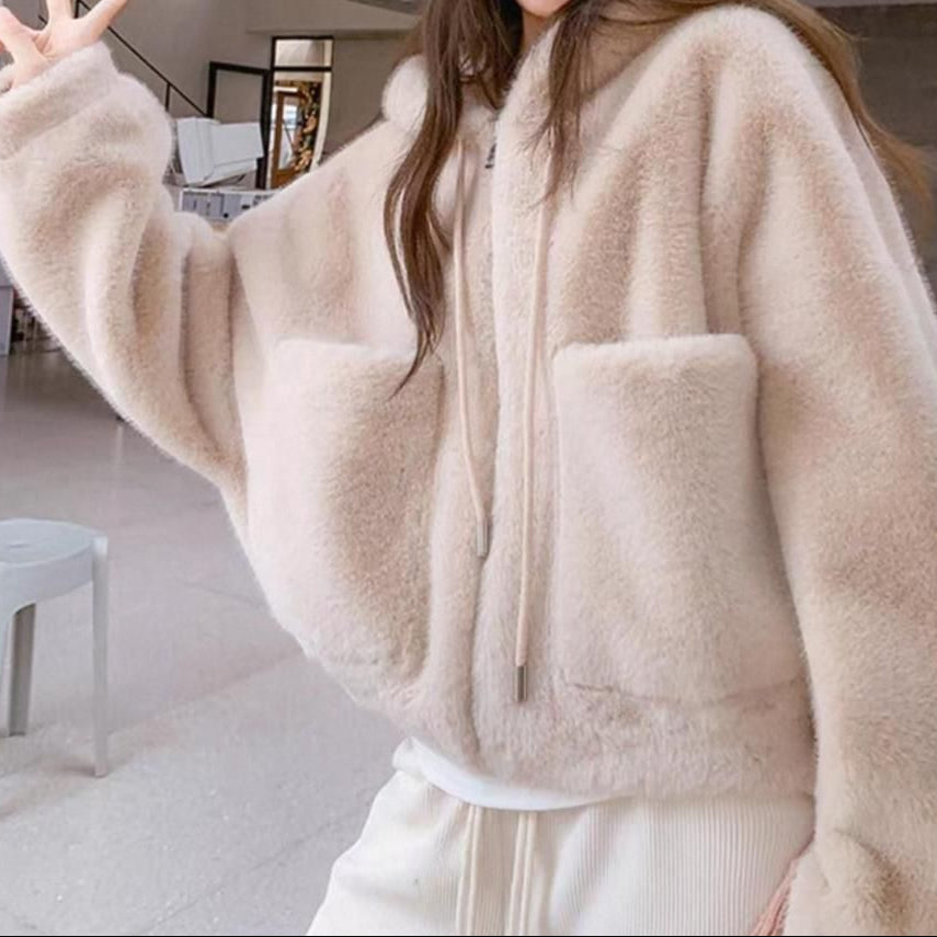 Hoodie fur short coat