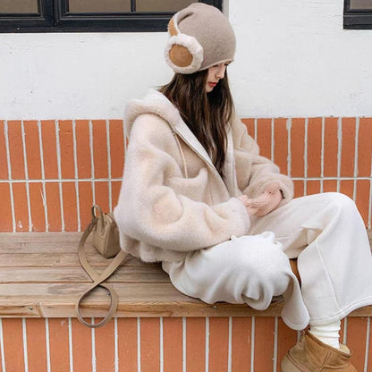 Hoodie fur short coat