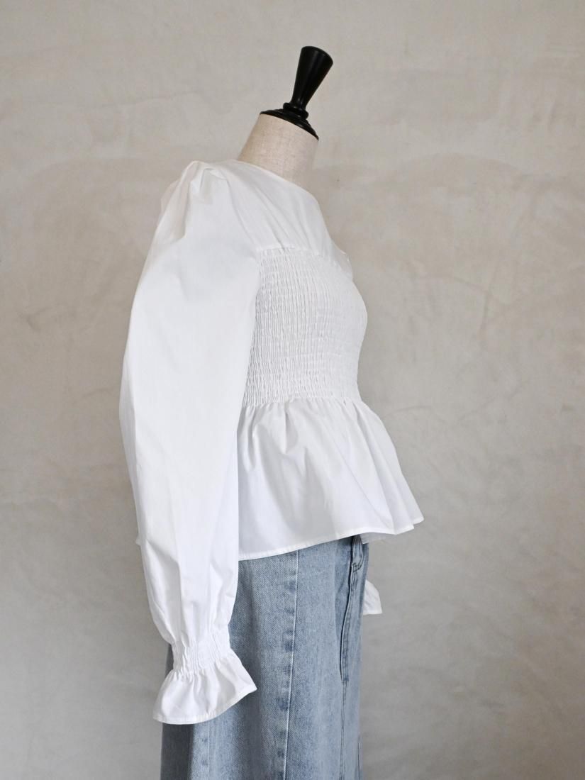 Smocked peplum blouse