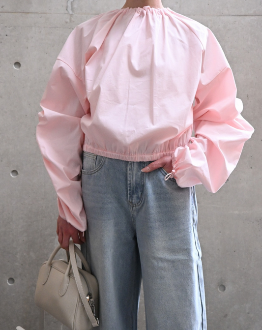 Airy blush gather blouse