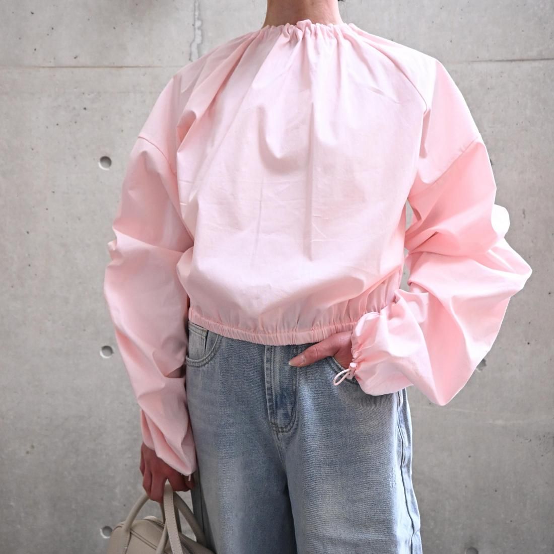 Airy blush gather blouse