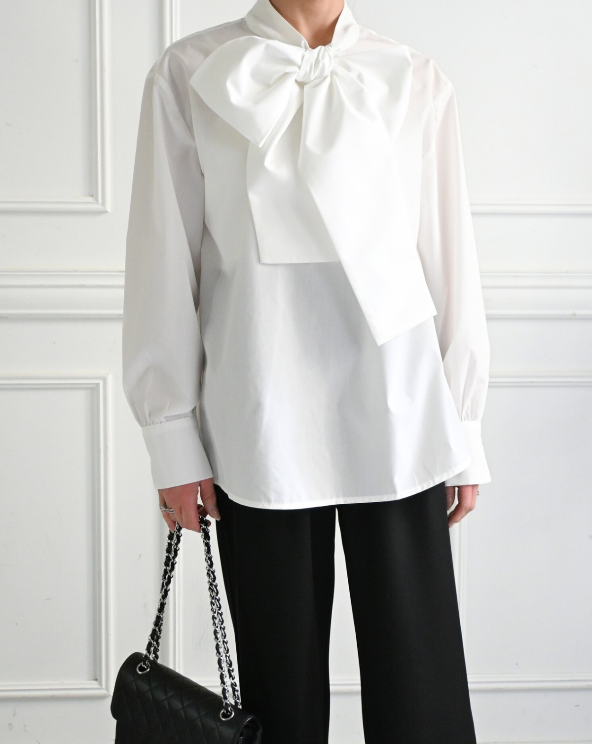 Big bow tie blouse