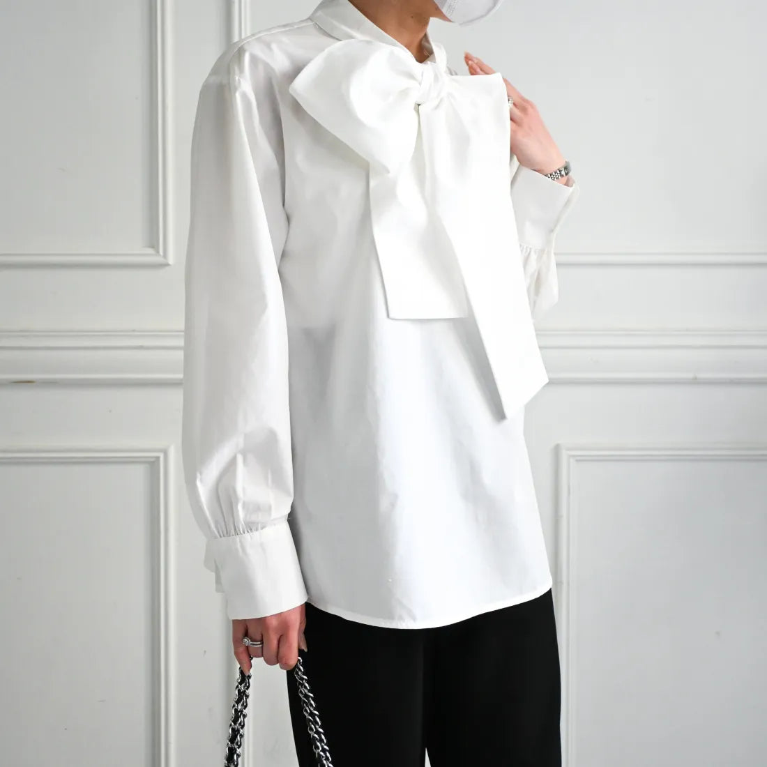 Big bow tie blouse