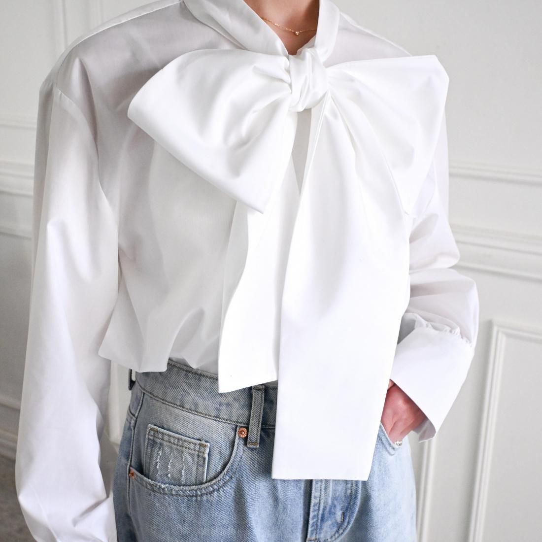 Big bow tie blouse