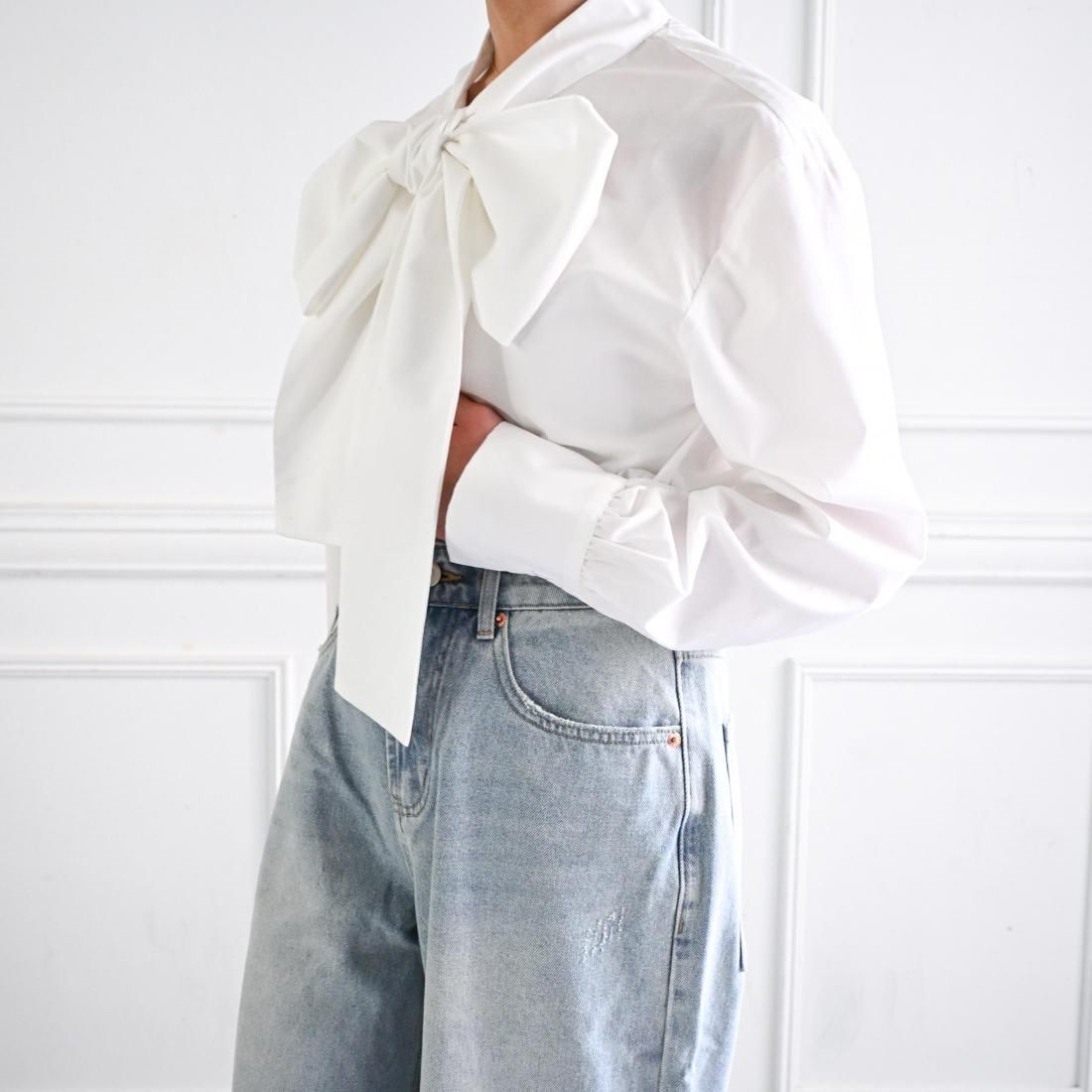 Big bow tie blouse