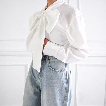 Big bow tie blouse