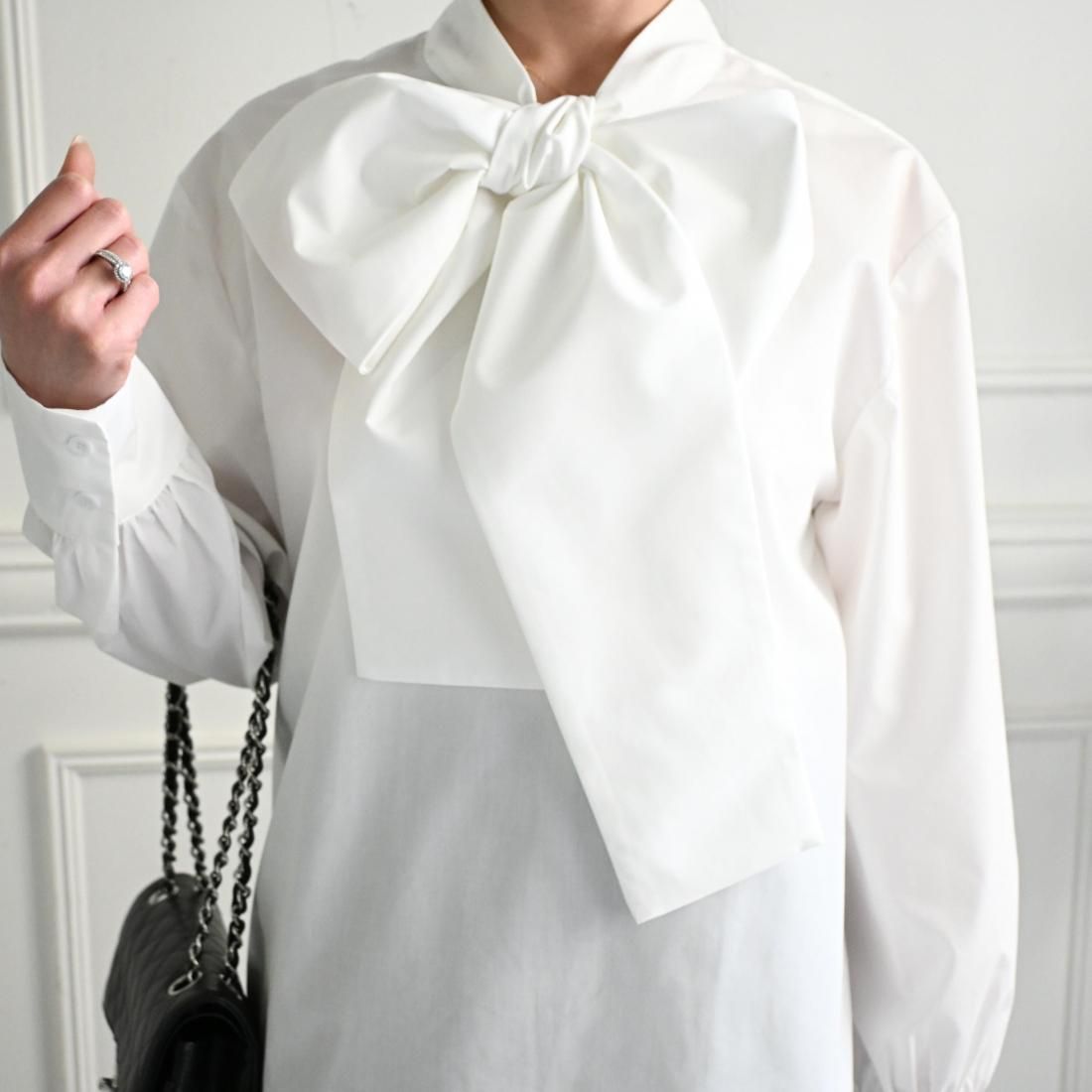 Big bow tie blouse