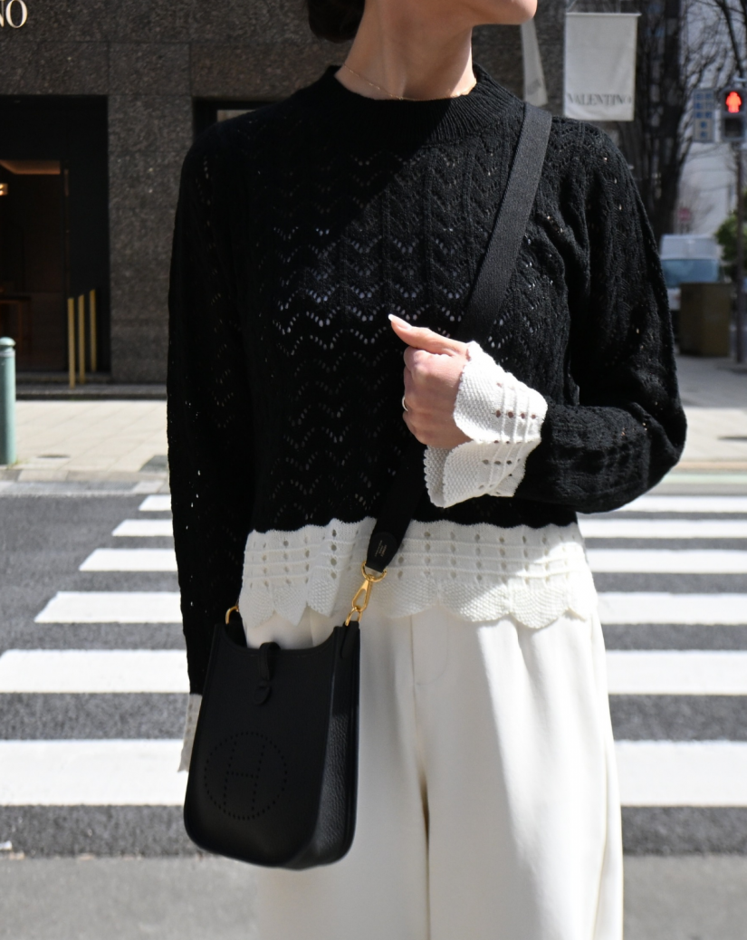 即納☆Scallop lace knit