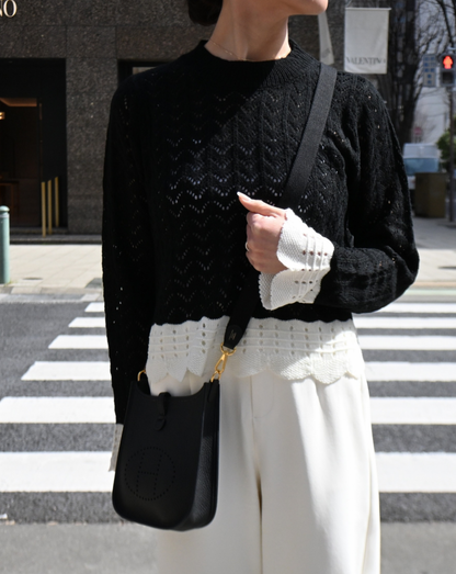 即納☆Scallop lace knit